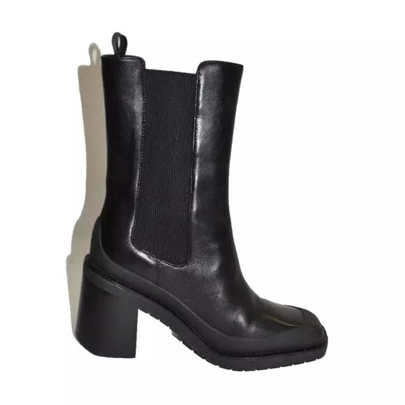 New! Tory Burch Expedition Leather 9 M Chelsea Black Boots DD386 - Picture 4 of 7